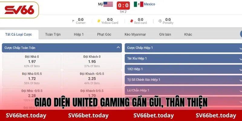 Giao diện United Gaming SV66 gần gũi, thân thiện