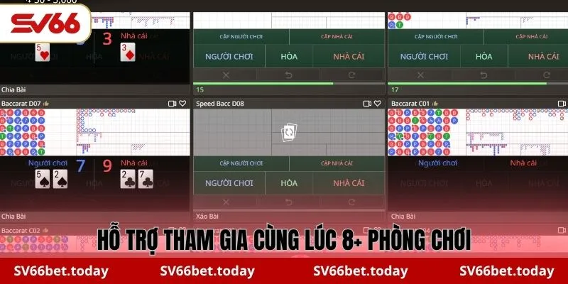 Hỗ trợ tham gia cùng lúc 8+ phòng chơi