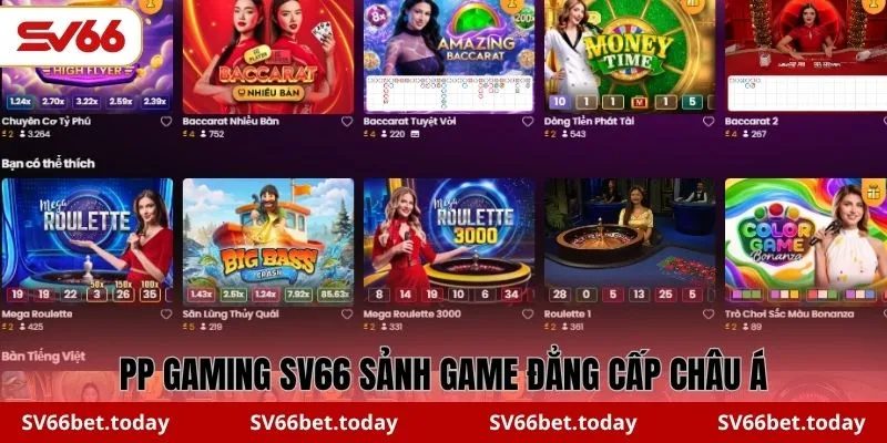 PP Gaming SV66 sảnh game đẳng cấp châu Á