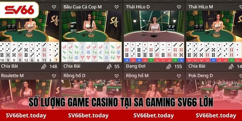 Số lượng game casino tại SA Gaming SV66 lớn